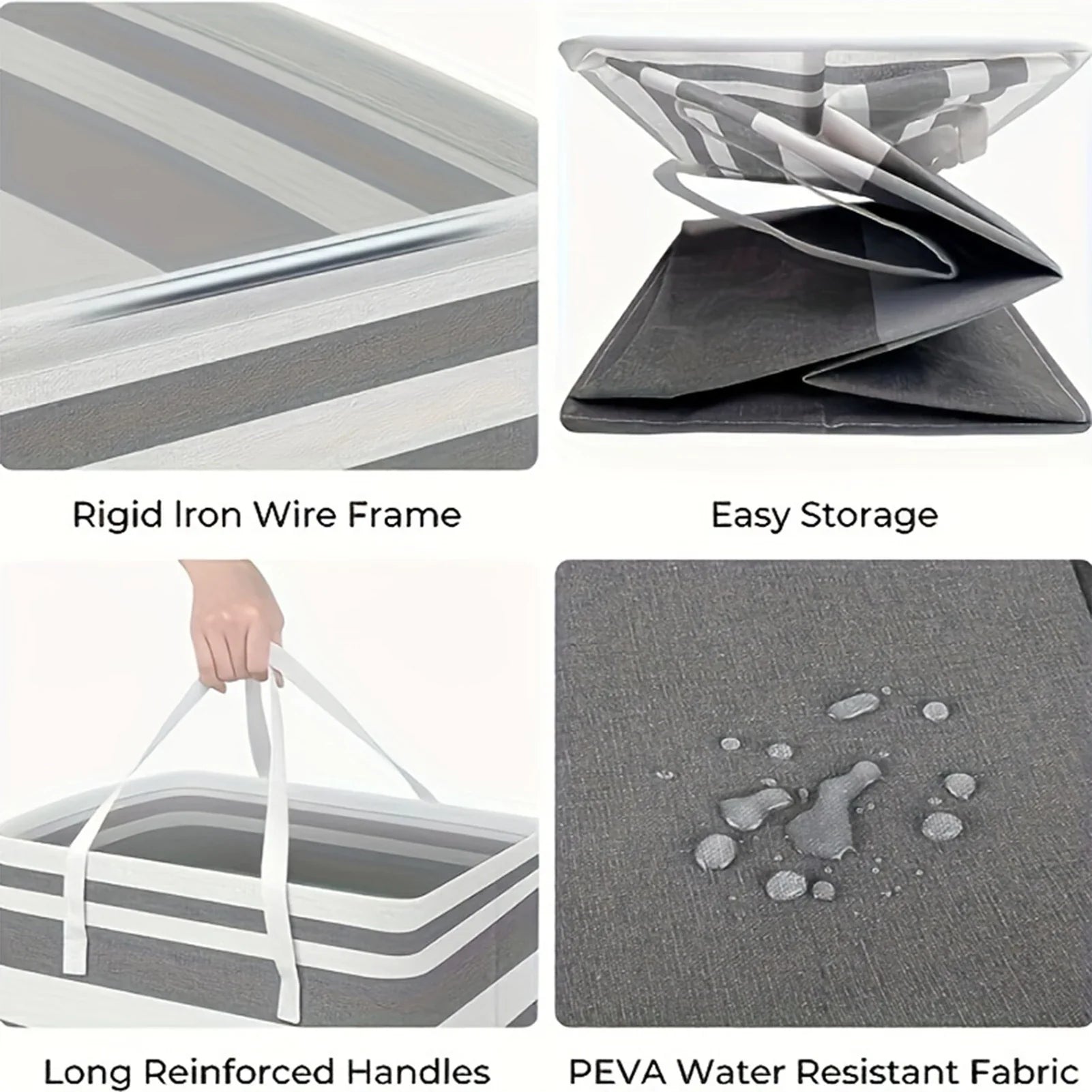 Collapsible hamper folded flat for storage
