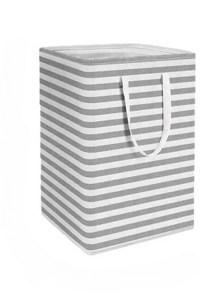 Gray Stripe collapsible laundry hamper