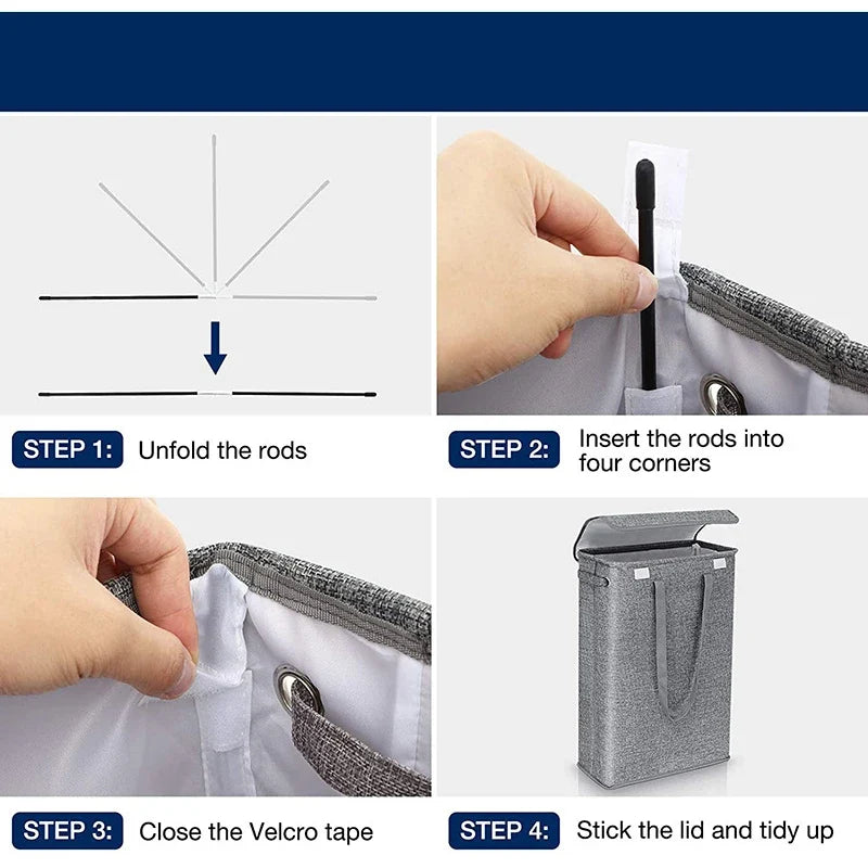 Assembly steps for the slim laundry hamper