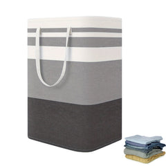 Dark Gray Stripe collapsible laundry hamper