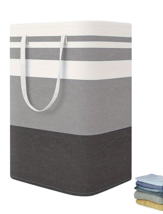 Dark Gray Stripe collapsible laundry hamper