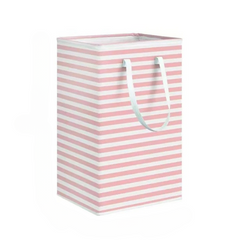 Pink Stripe collapsible laundry hamper