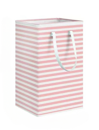Pink Stripe collapsible laundry hamper