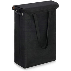Black slim laundry hamper with lid and carry handles