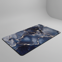 Dark Blue marble-pattern bath mat