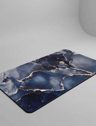 Dark Blue marble-pattern bath mat
