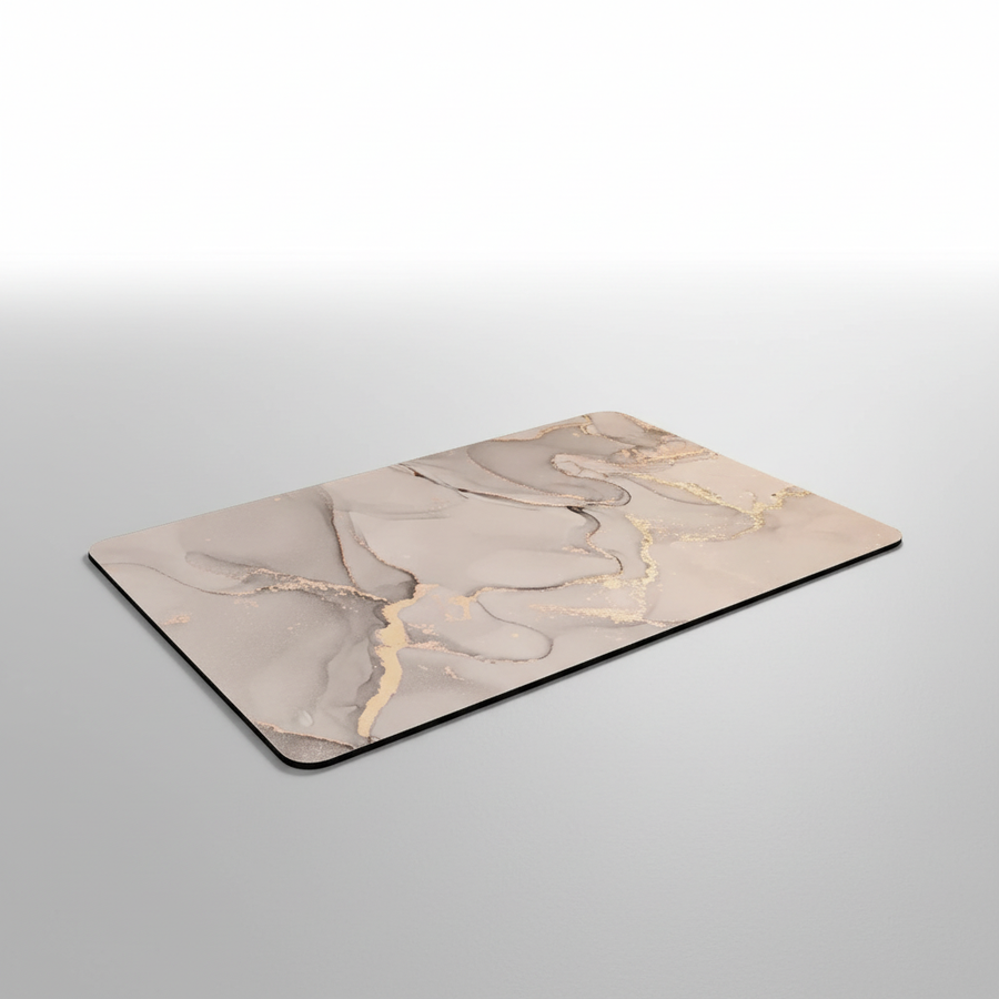 White marble-pattern rectangular bath mat
