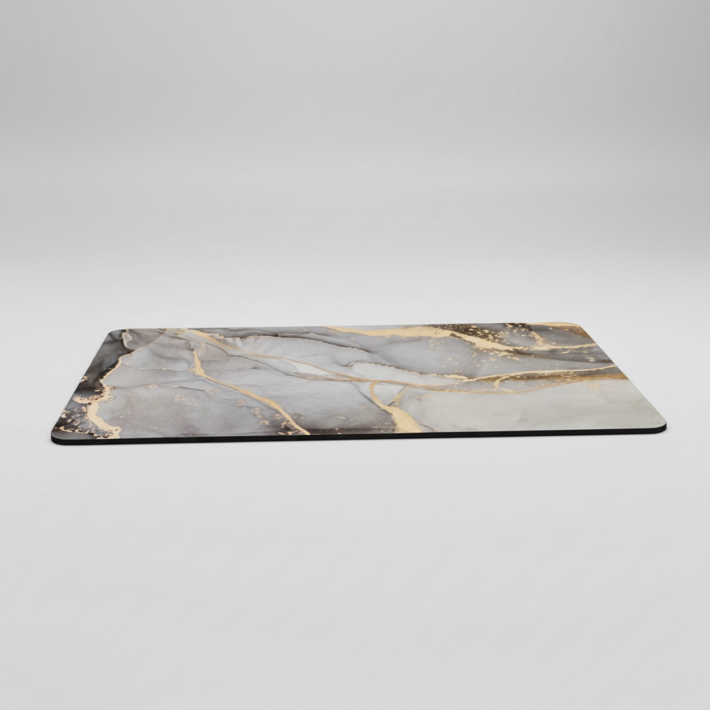 Gray marble-pattern bath mat