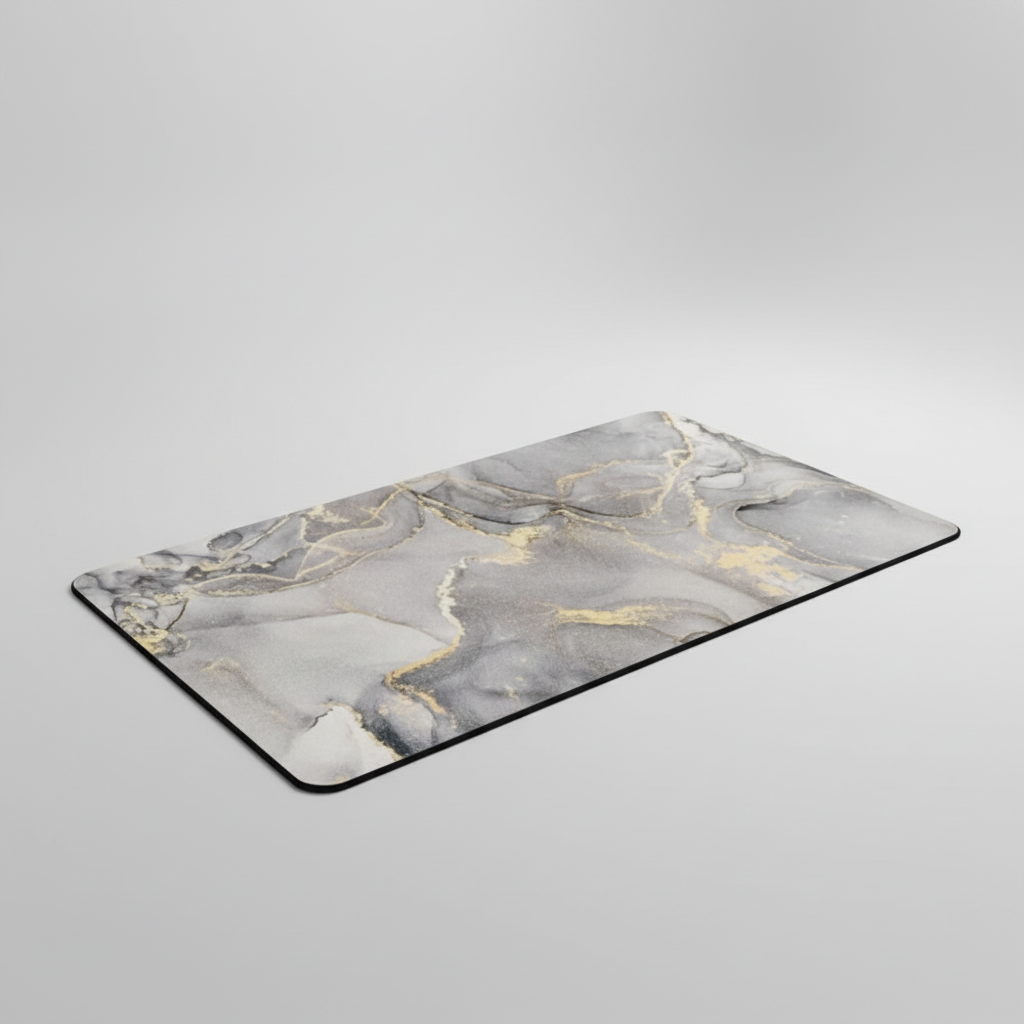 Light Gray marble-pattern bath mat