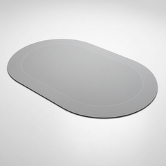 Gray oval contoured bath mat