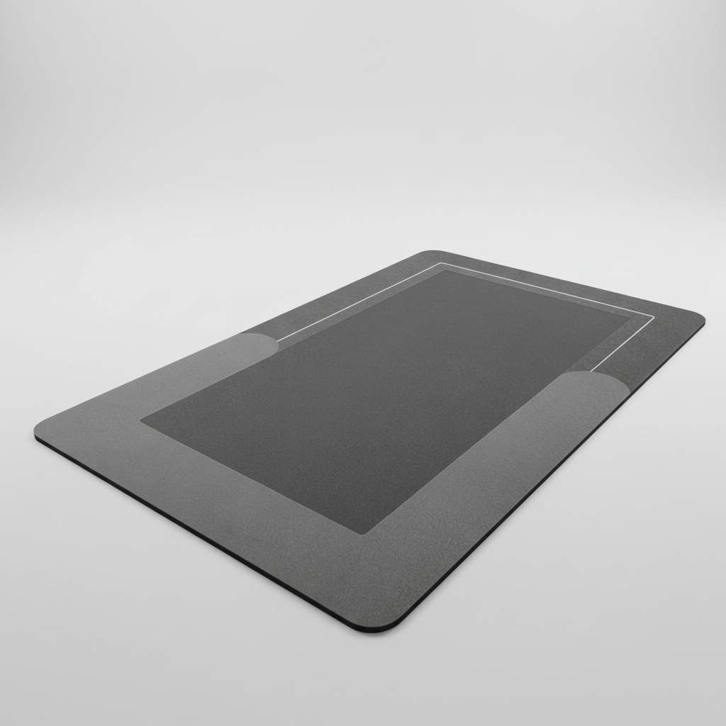 Gray rectangular contoured bath mat