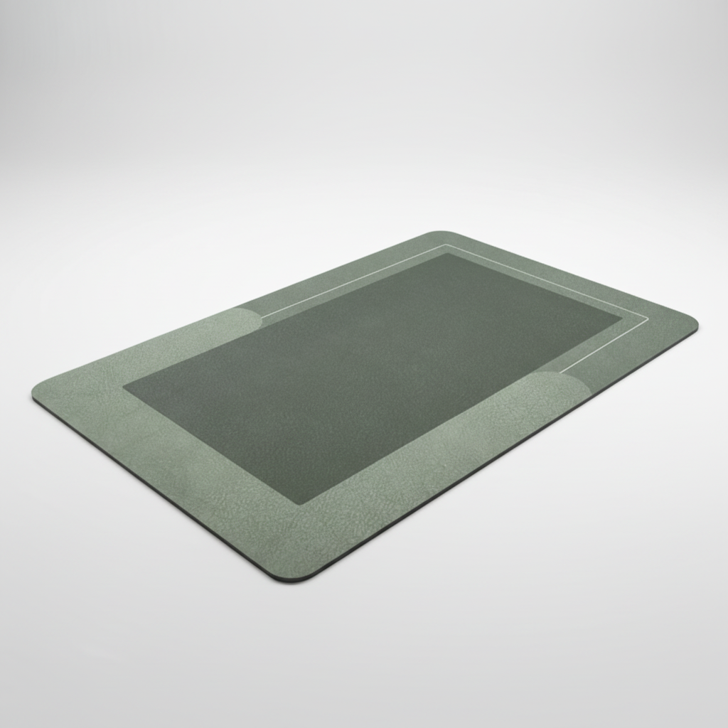 Green rectangular contoured bath mat