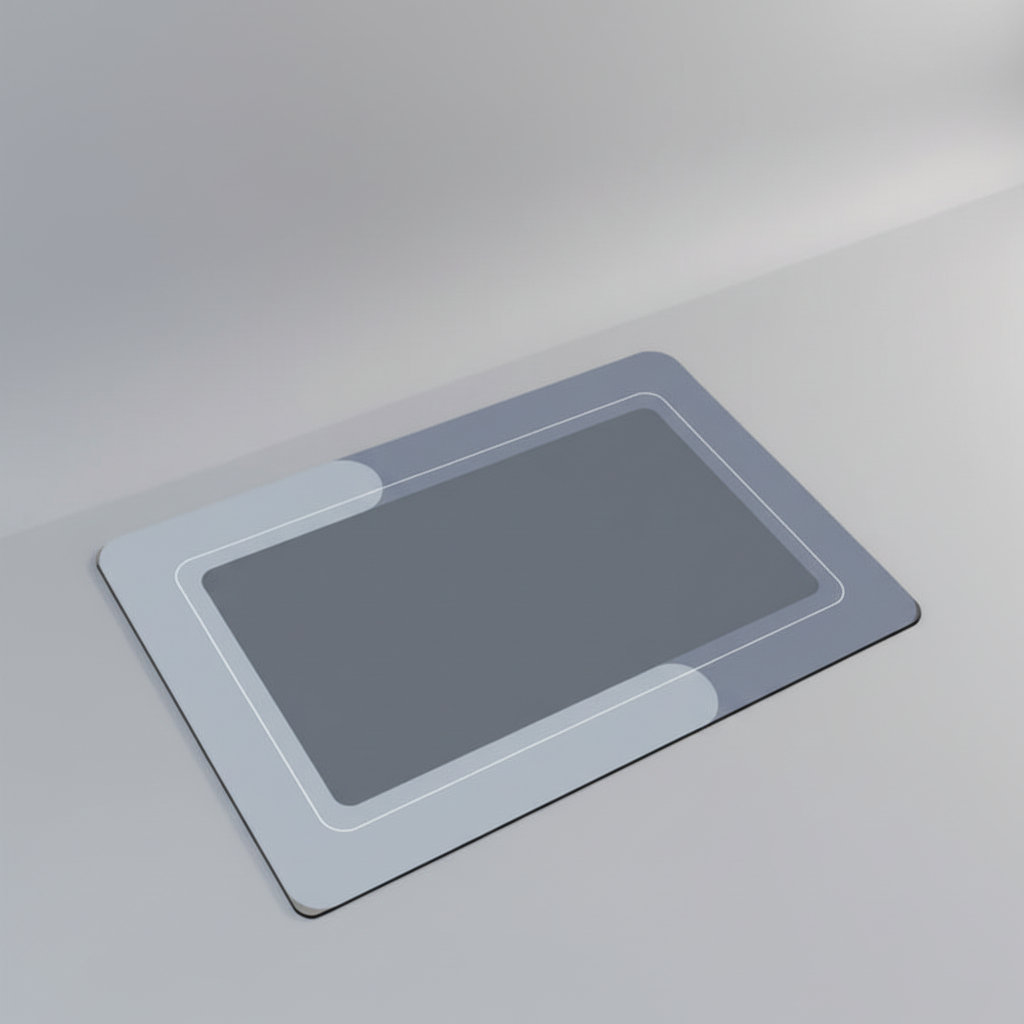 Blue rectangular contoured bath mat