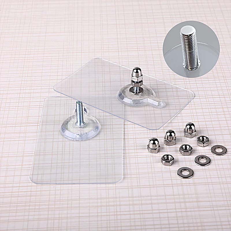 Clear mounting pads with nuts and washers shown