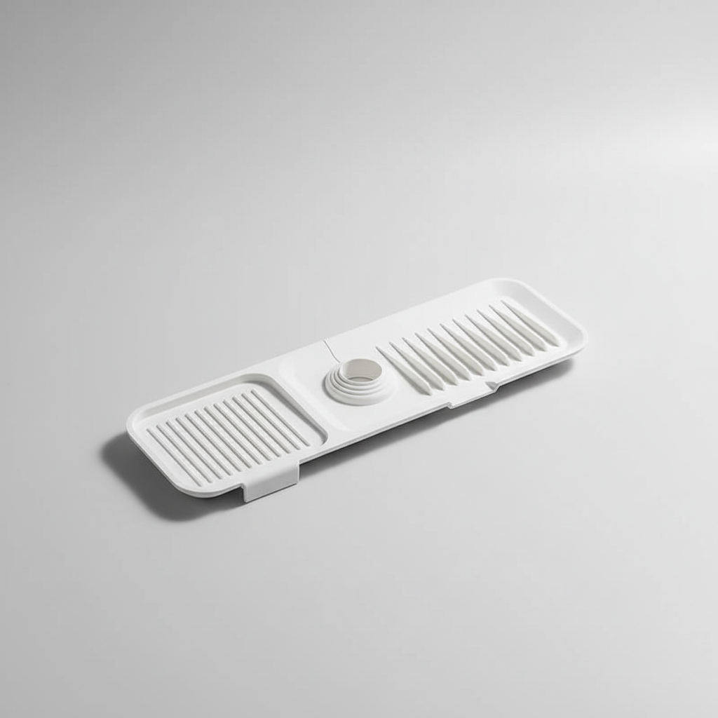 White silicone faucet splash mat