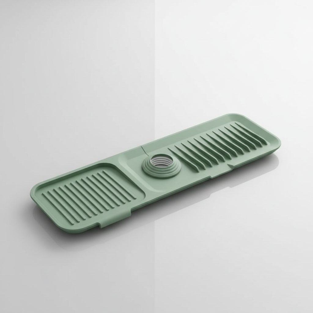 Green silicone faucet splash mat
