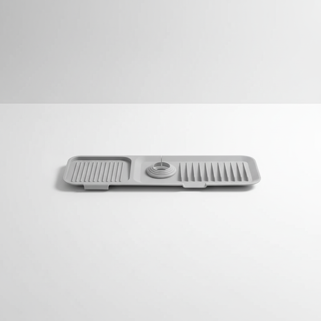 Gray silicone faucet splash mat
