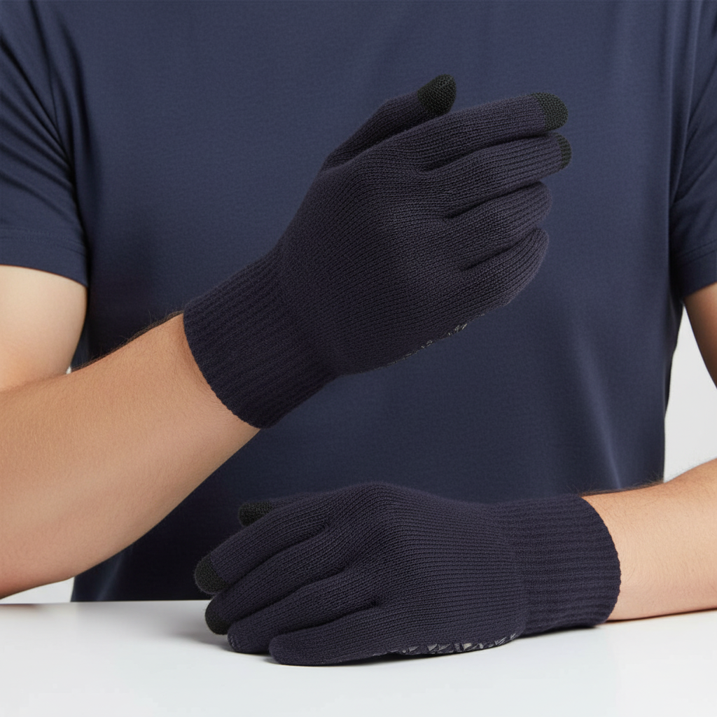 Marine Blue knit touchscreen gloves
