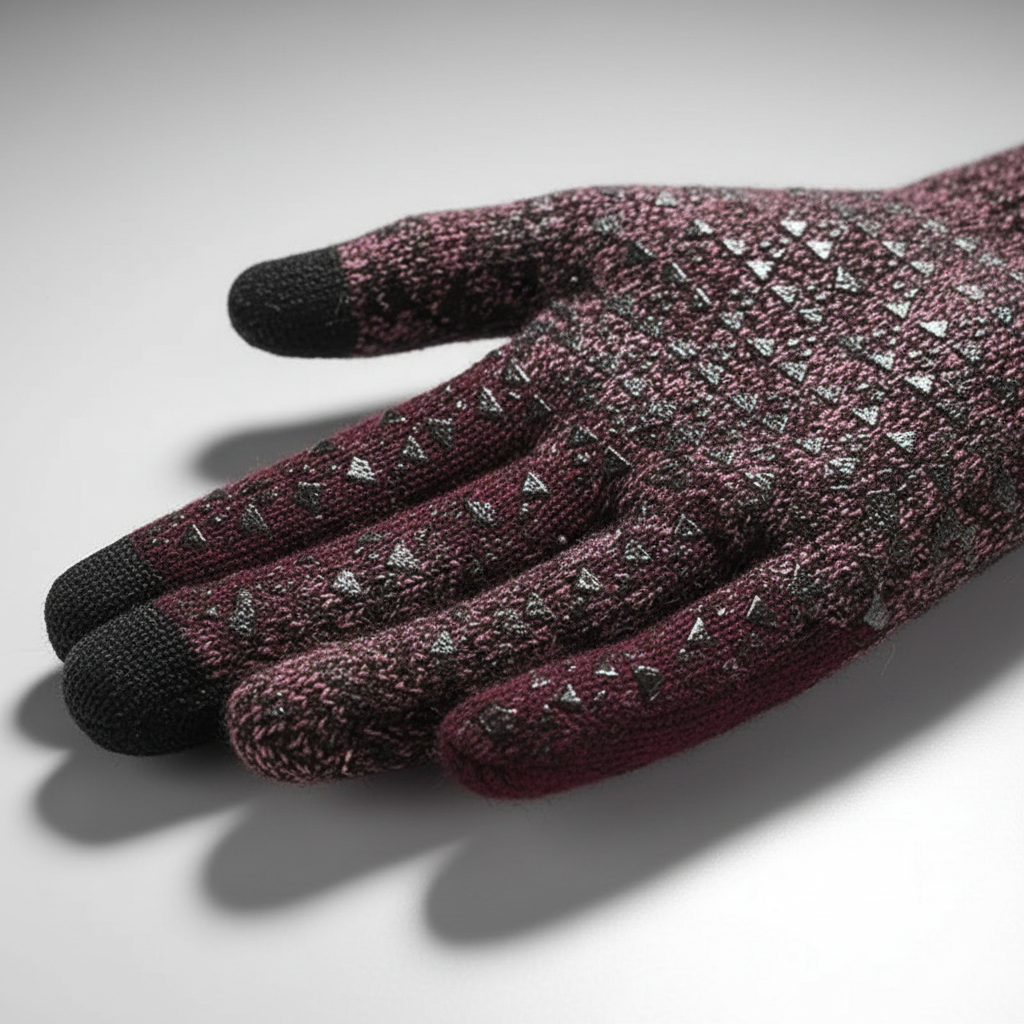 Textured palm of the Black-Red knit gloves