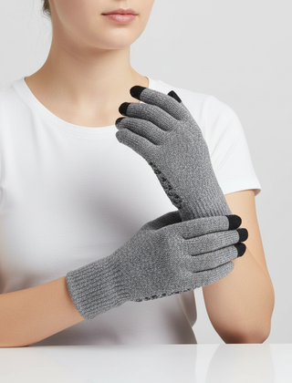 Light Gray knit touchscreen gloves