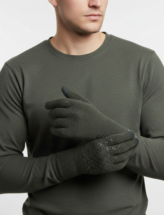 Midnight Green knit touchscreen gloves