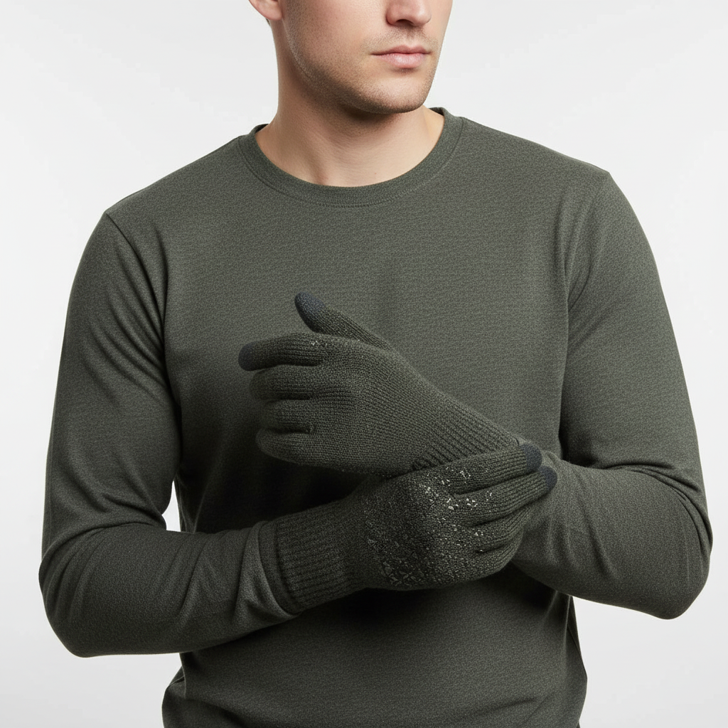 Midnight Green knit touchscreen gloves