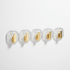 Five transparent acrylic wall hooks