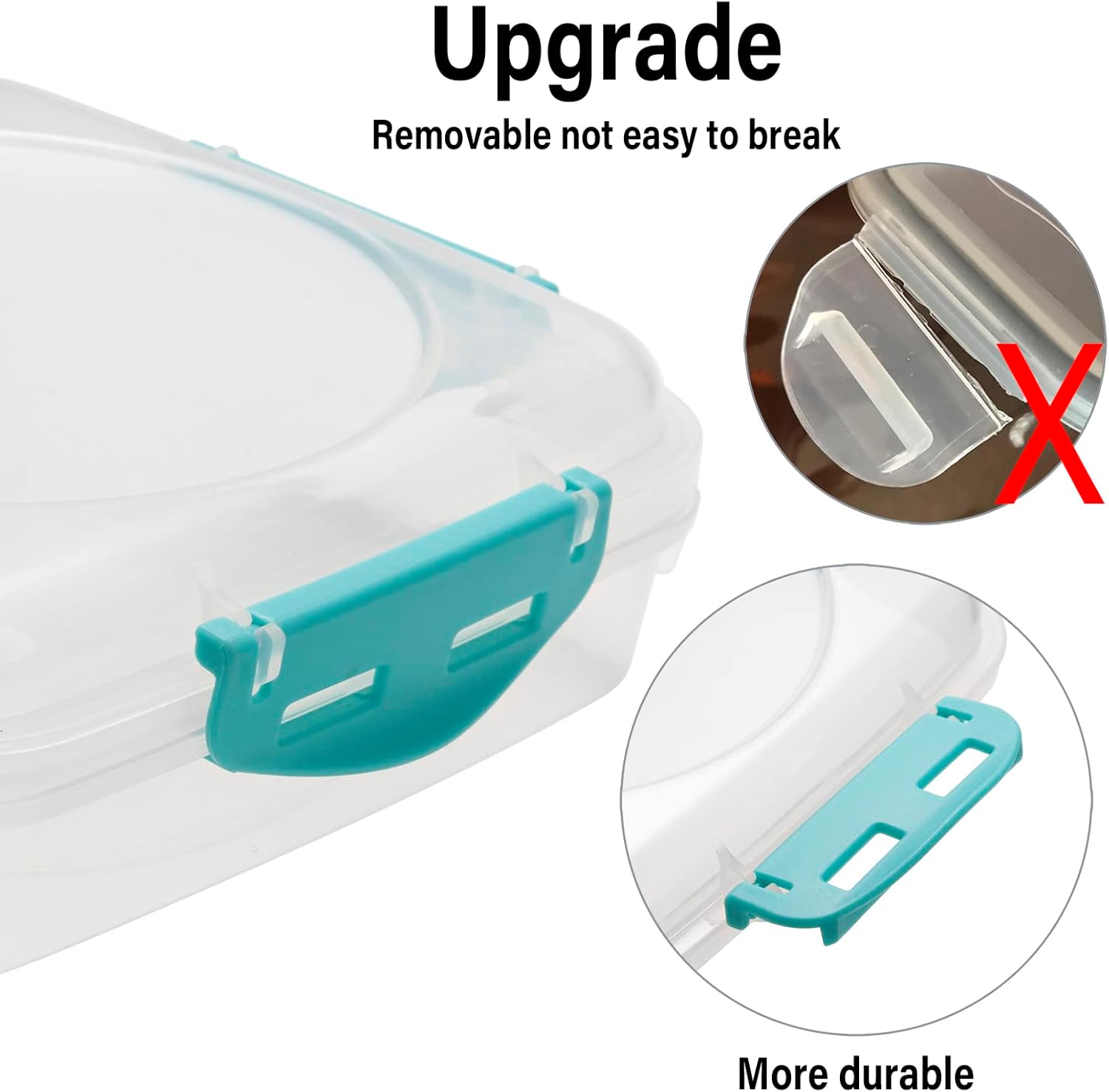 Removable side clip detail on a lunch container lid