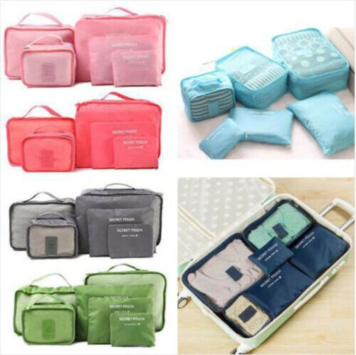 Packing organizer sets shown in multiple colors