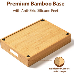 Anti-slip feet and reinforced corners on the bamboo base
