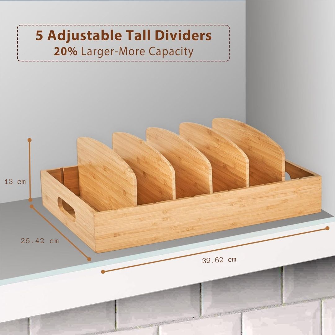Source dimensions for the tall-divider bamboo organizer