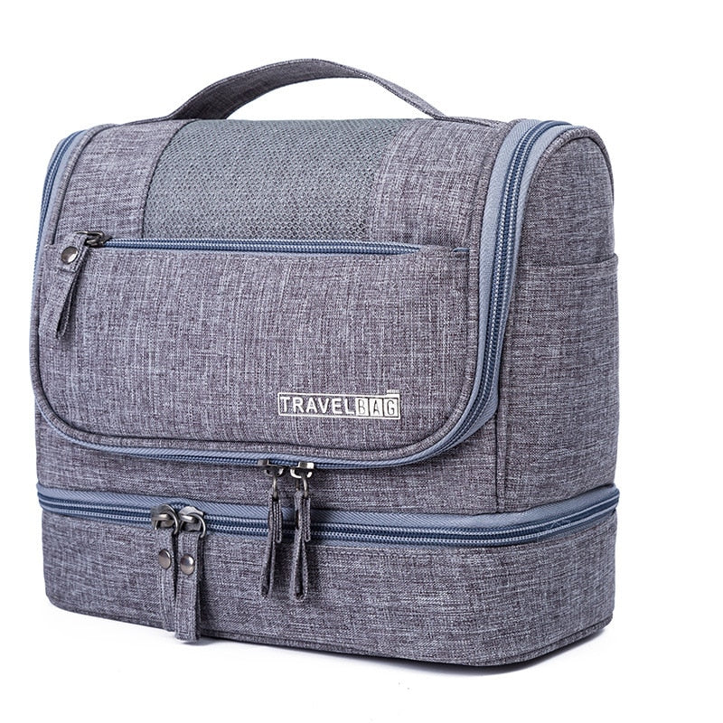Gray large hanging toiletry organizer