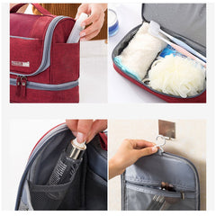 Interior, side pocket, handle, and front pocket details
