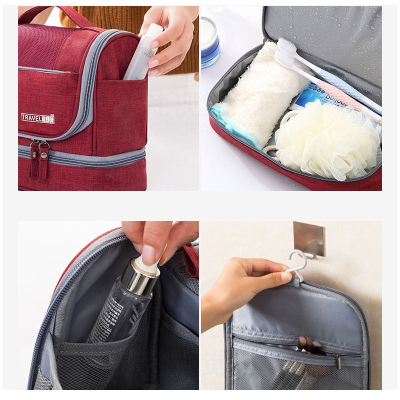 Interior, side pocket, handle, and front pocket details