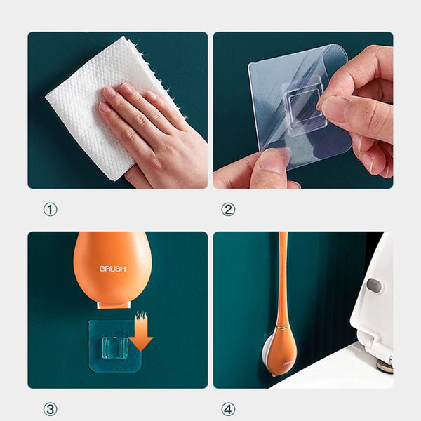 Source wall-mount installation sequence for the toilet brush holder