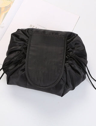 Black drawstring cosmetic bag