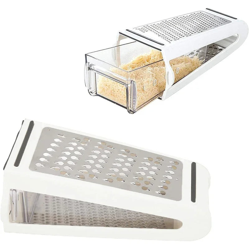 Grater, collection tray, and two grating surfaces