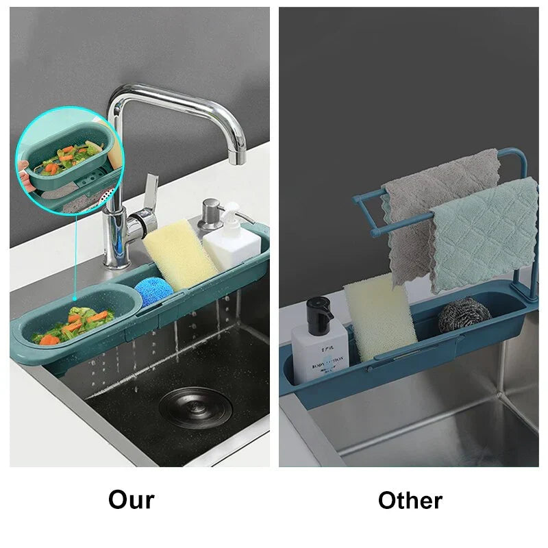 Expandable rack compared with a non-expanding sink holder
