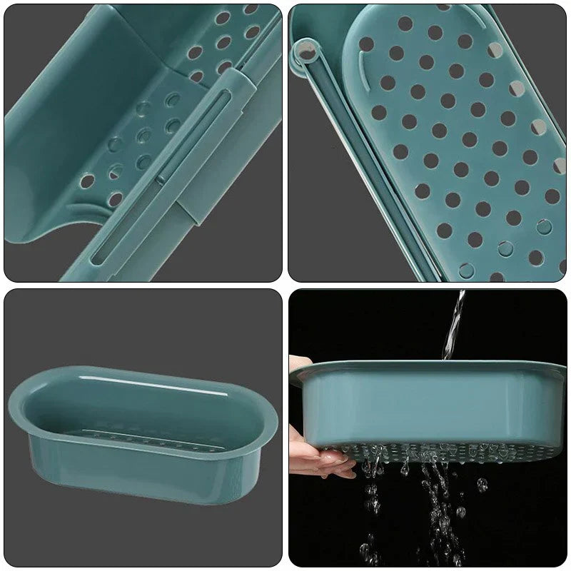 Perforated sink organizer and draining basket detail