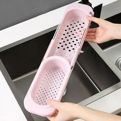 Pink expandable sink organizer rack