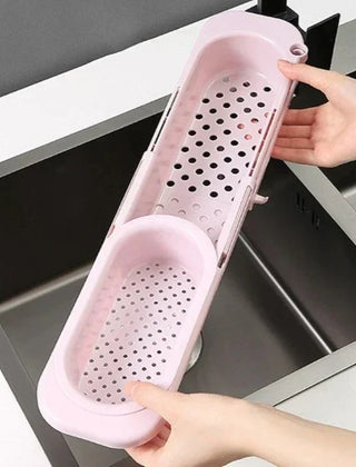 Pink expandable sink organizer rack