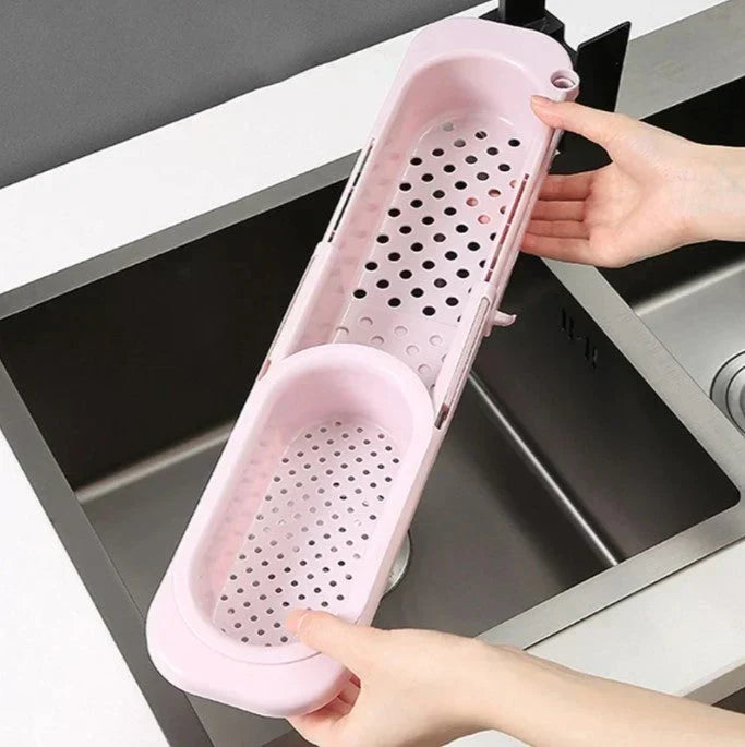 Pink expandable sink organizer rack