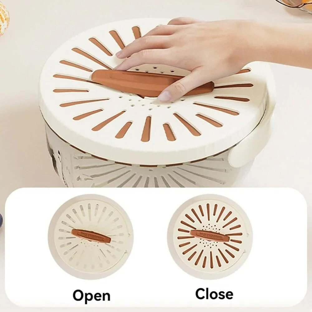 Open and closed positions of the rotating top vent