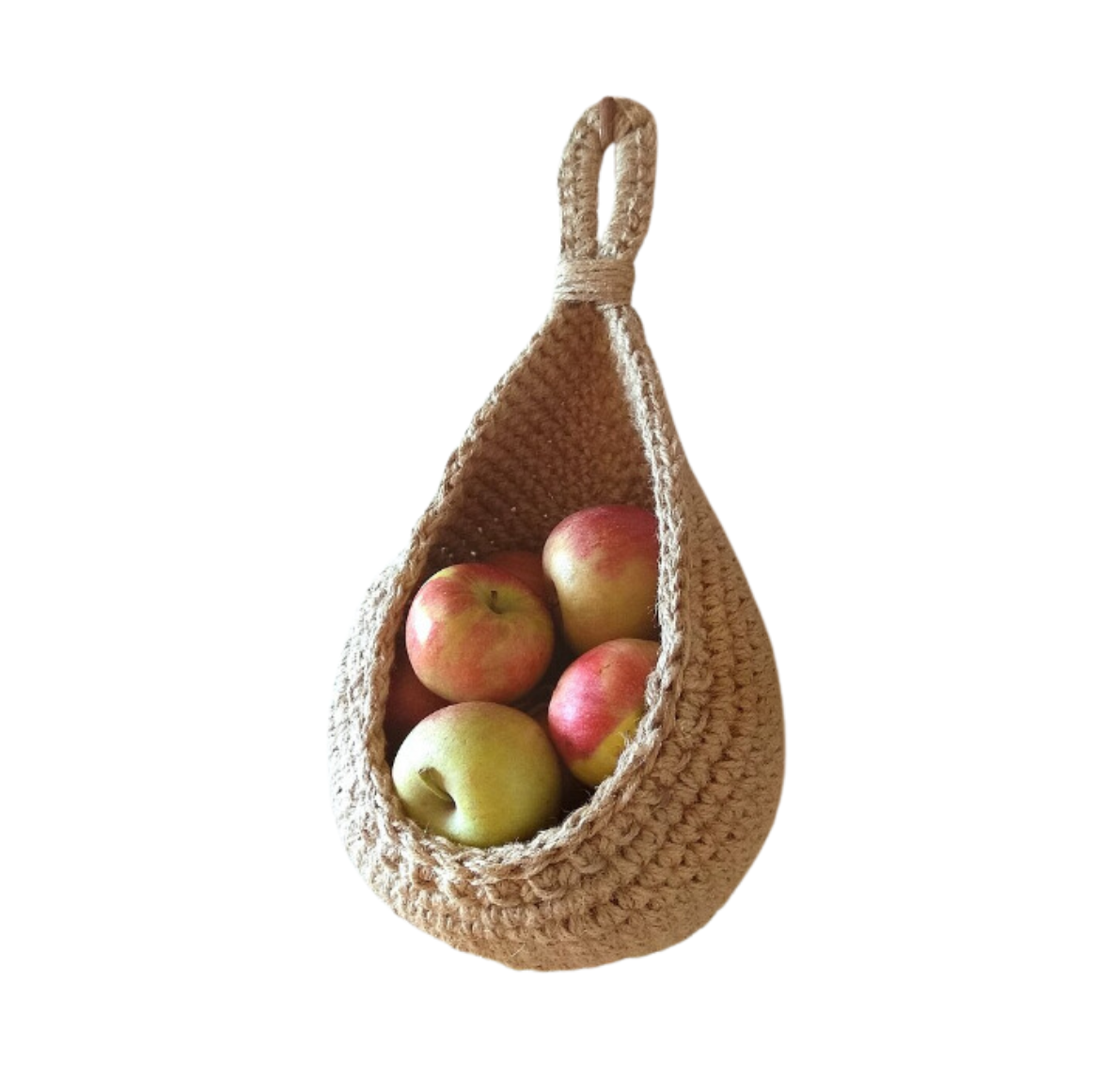 Single cotton-yarn hanging storage basket on a white background