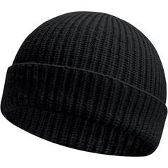 Black short-cuff rib-knit beanie