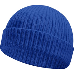 Blue short-cuff rib-knit beanie