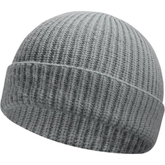 Gray short-cuff rib-knit beanie