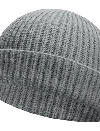 Gray short-cuff rib-knit beanie