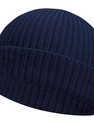 Marine Blue short-cuff rib-knit beanie