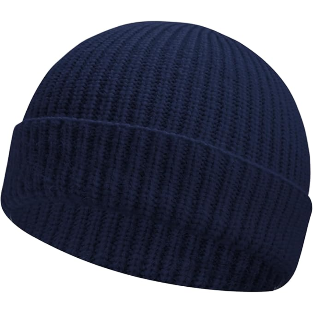 Marine Blue short-cuff rib-knit beanie
